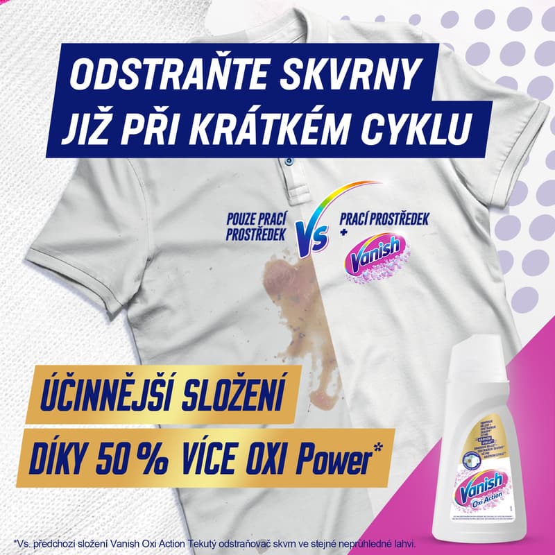 Vanish Oxi Action odstraňovač skvrn na bílém prádle