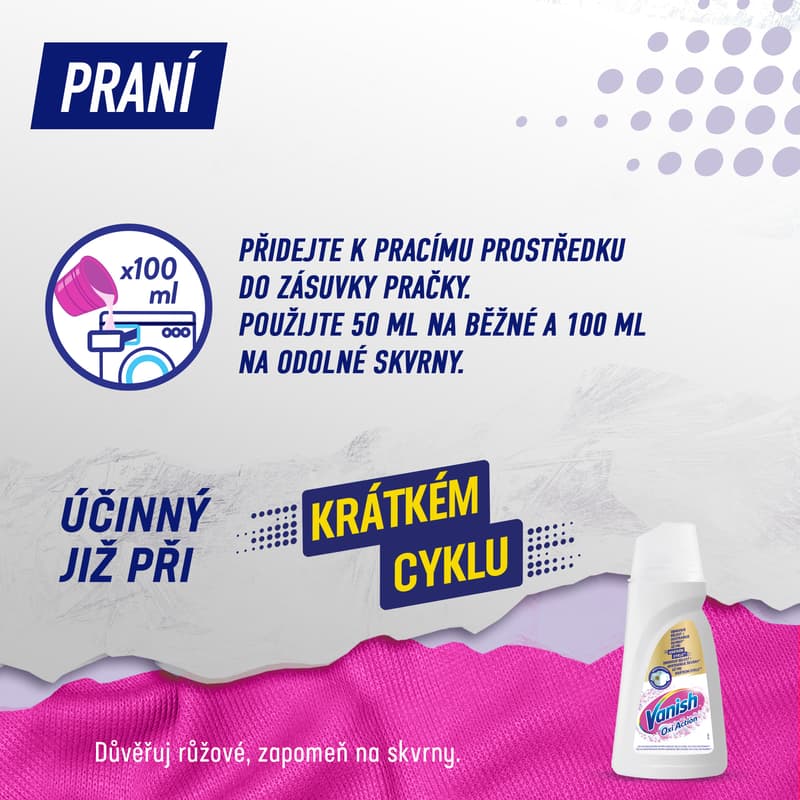 Vanish Oxi Action odstraňovač skvrn na bílém prádle