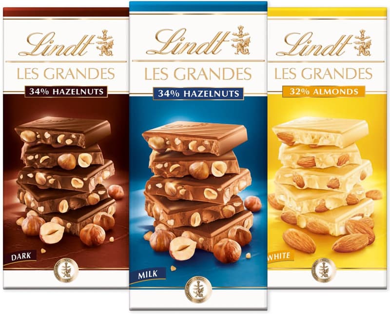 Lindt Chocolate Les Grandes Bitter with whole hazelnut kernels