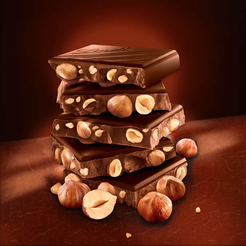 Lindt Chocolate Les Grandes Bitter with whole hazelnut kernels
