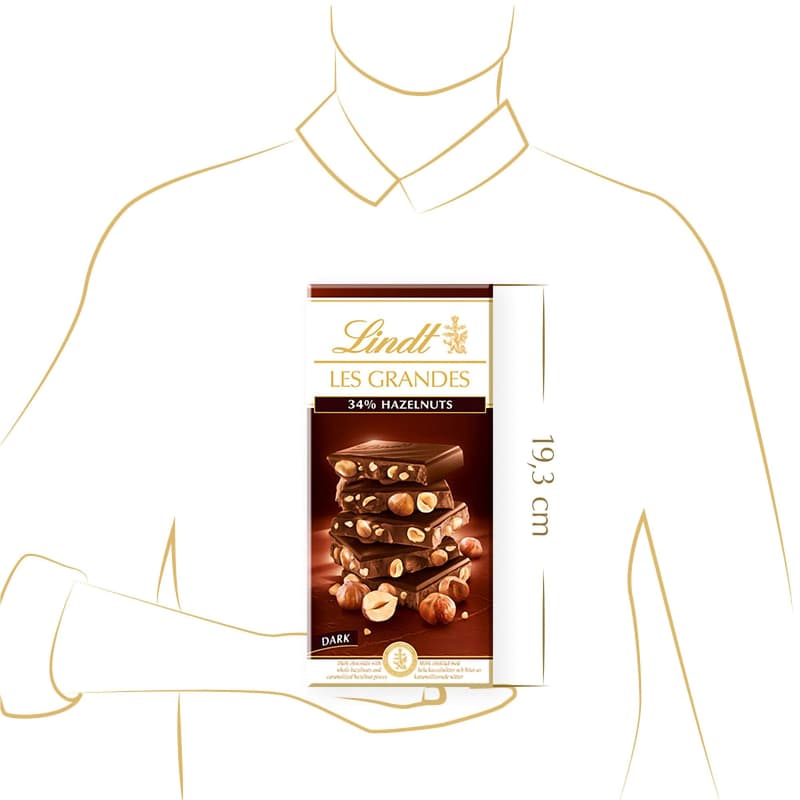 Lindt Chocolate Les Grandes Bitter with whole hazelnut kernels