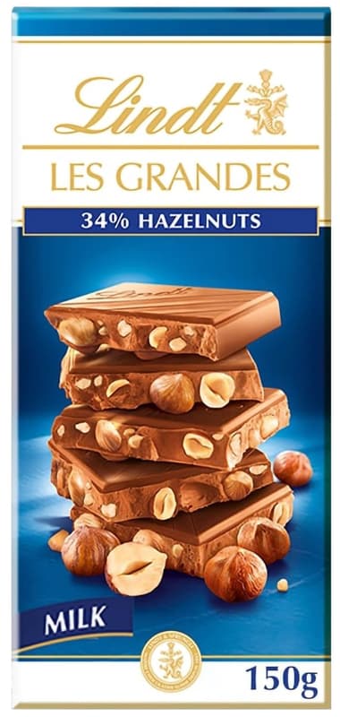 Lindt Les Grandes Milk Chocolate with Whole Hazelnuts