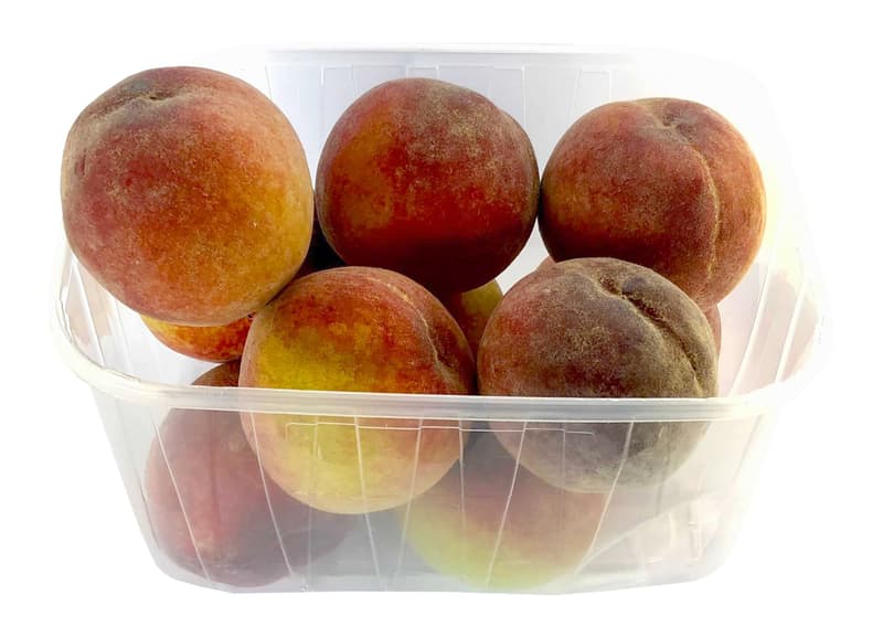 Yellow peaches, packaging