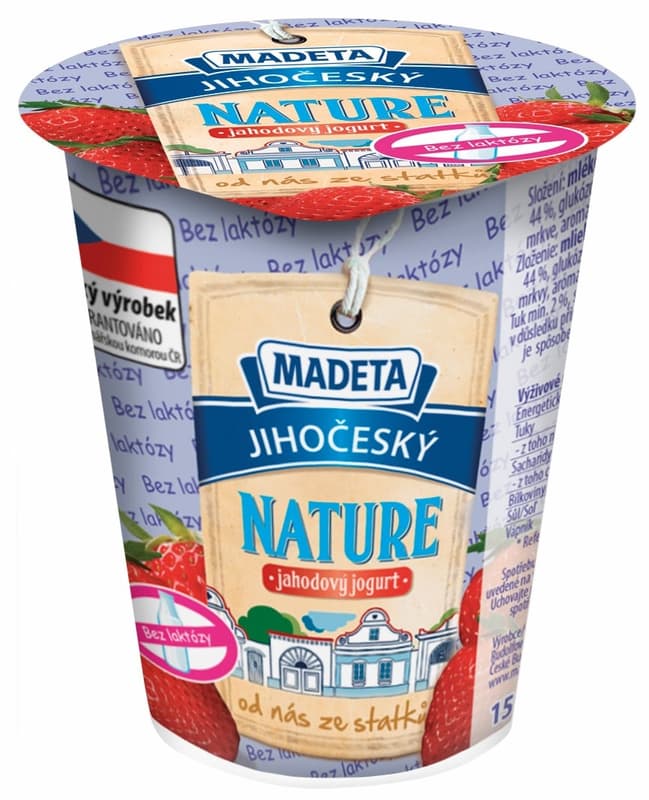 Madeta Jihočeský Nature strawberry yogurt lactose free