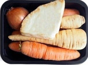 Mix vegetables under sirloin, packing