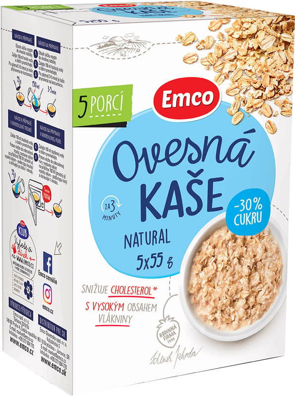 Emco Natural oatmeal with -30% sugar 5x55g