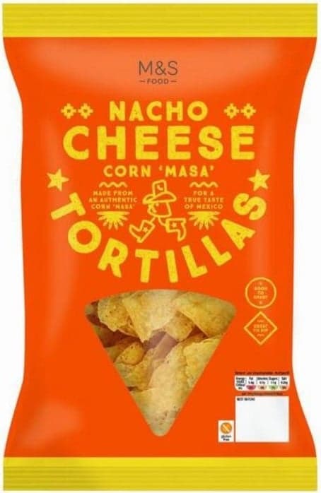 Marks & Spencer Tortilla corn chips with gluten-free cheese flavor