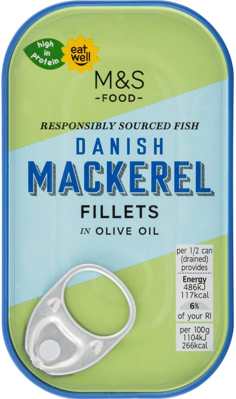 Marks & Spencer Mackerel fillets in olive oil (26%)