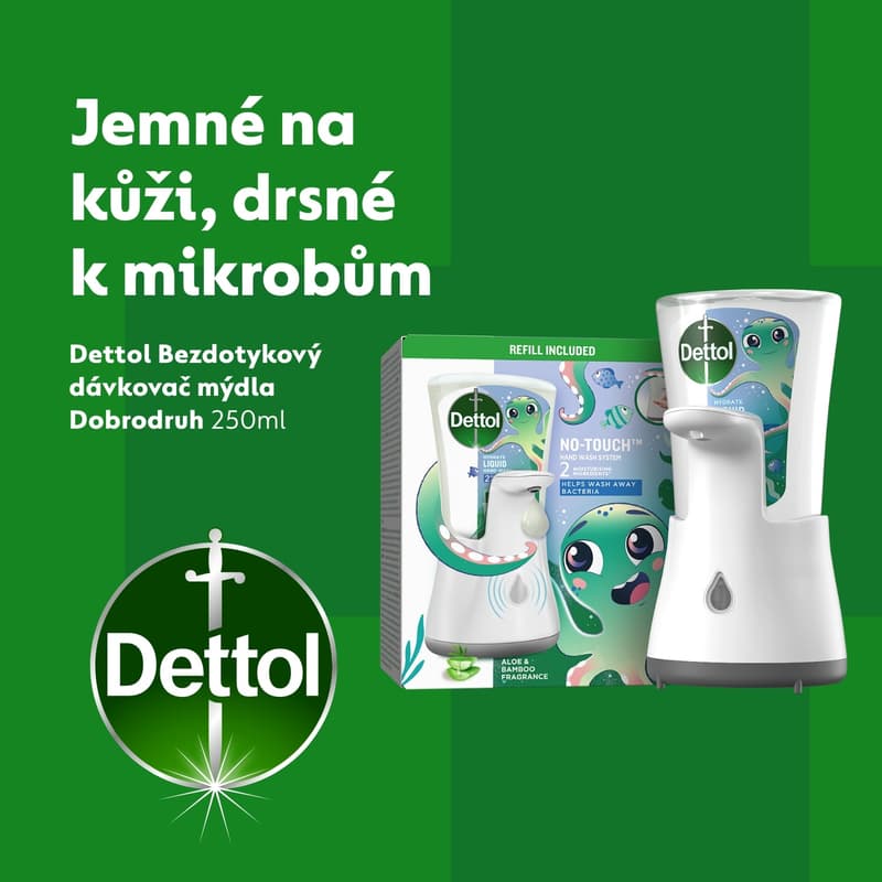 Dettol Kids Bezdotykový dávkovač mýdla s náplní dobrodruh
