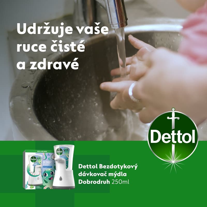 Dettol Kids Bezdotykový dávkovač mýdla s náplní dobrodruh