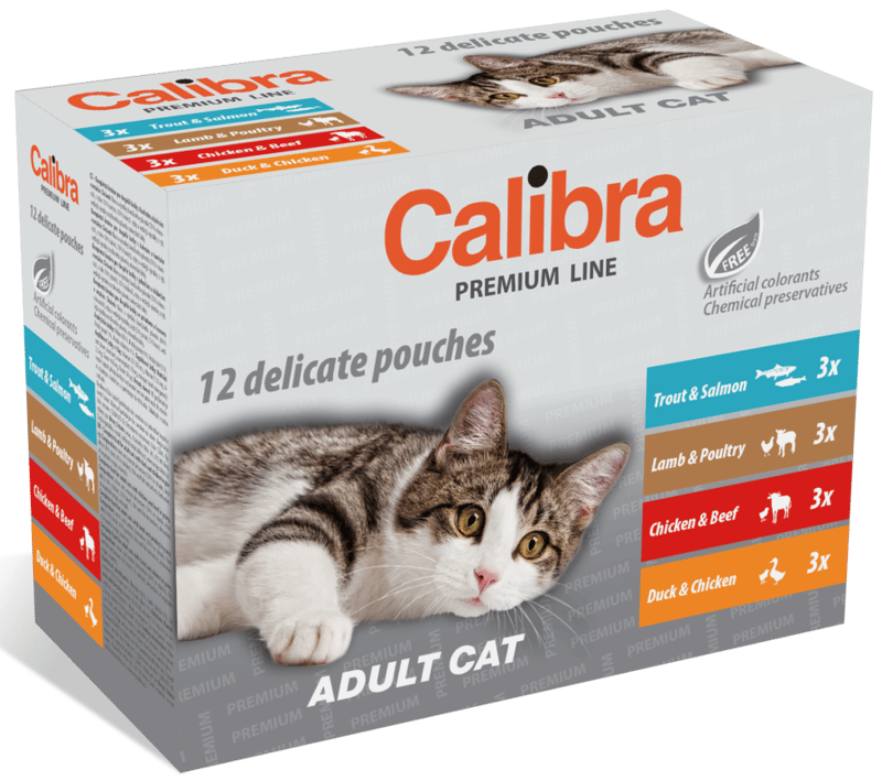 Calibra Cat adult kapsičky pro dospělé kočky multipack 12×100 g