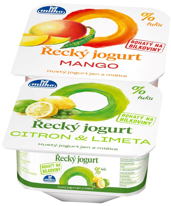 Milko Greek yogurt 0% apricot / honey, lemon / lime, 2x140g