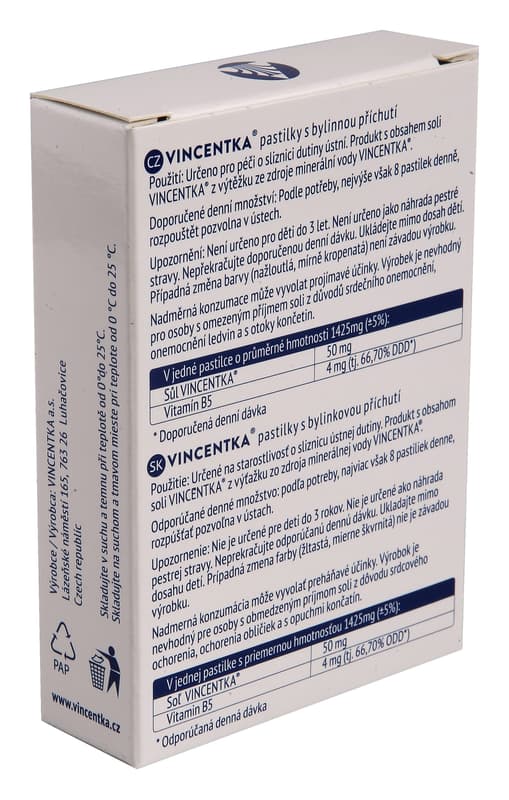 Vincentka Pastilky bylinné 18ks