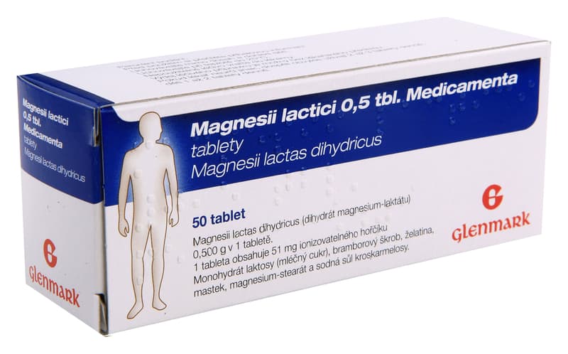 MAGNESII LACTICI 0,5 TBL. MEDICAMENTA 0,5G Tableta 50