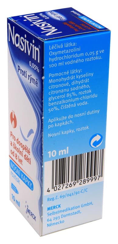 NASIVIN 0,5MG/ML Nosní kapky, roztok 10ML