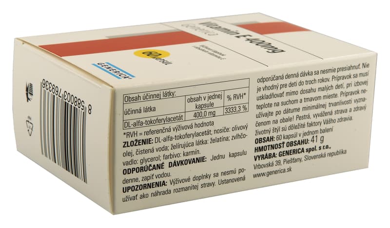 Vitamin E 400 I.U. cps.60 Generica