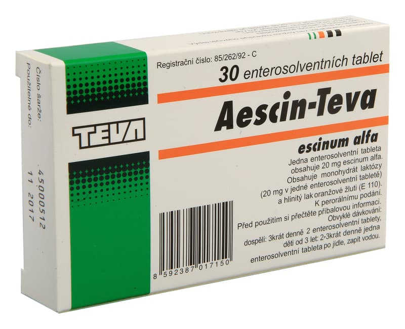 AESCIN TEVA 20MG enterosolventní tableta 30