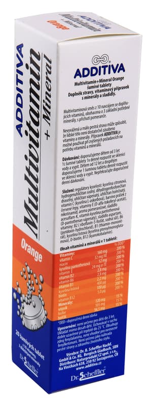 Additiva multivitamín + minerály 20 šumivých tablet Pomeranč
