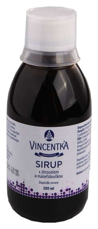 Vincentka Sirup s jitrocelem a mateřídouškou 200ml