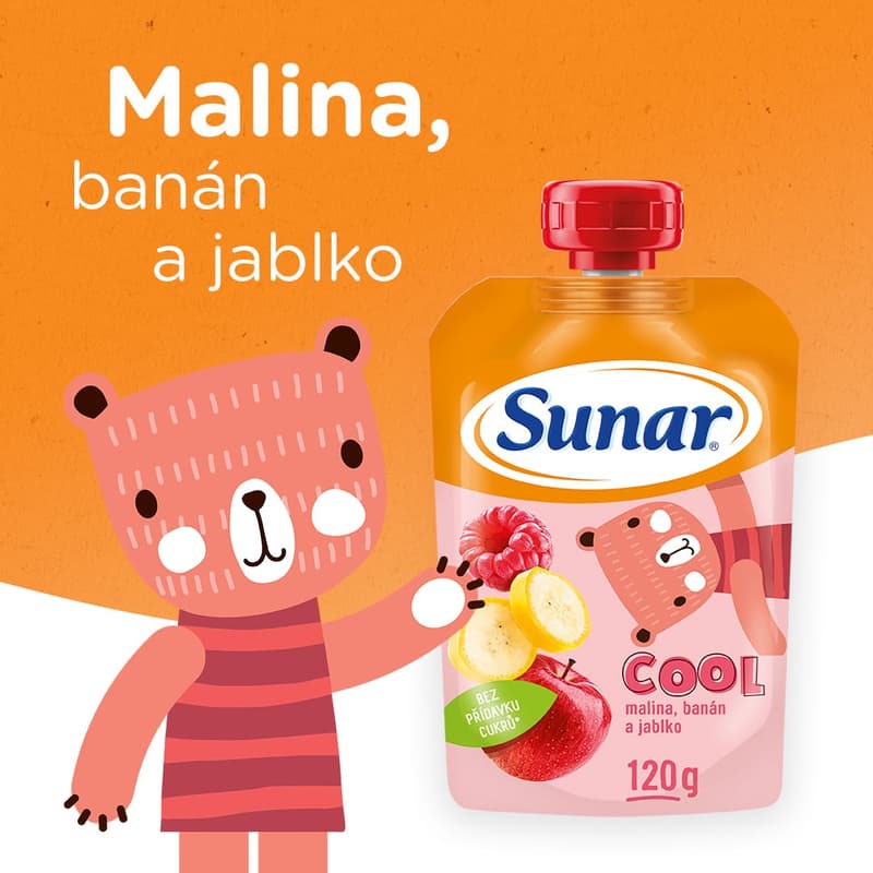 Sunar Cool Ovocná kapsička malina, banán a jablko od 12. měsíce