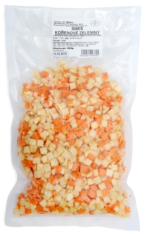 Mix root vegetable cubes