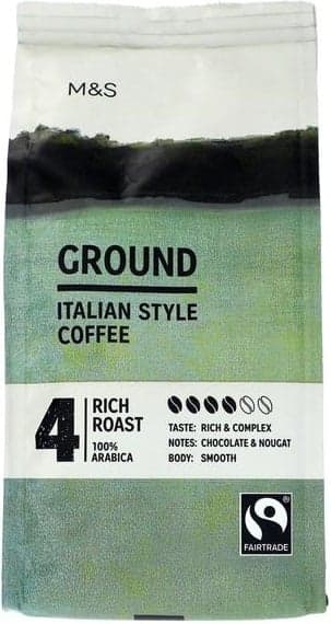 Marks & Spencer Středně pražená mletá italská káva (100% Arabica)