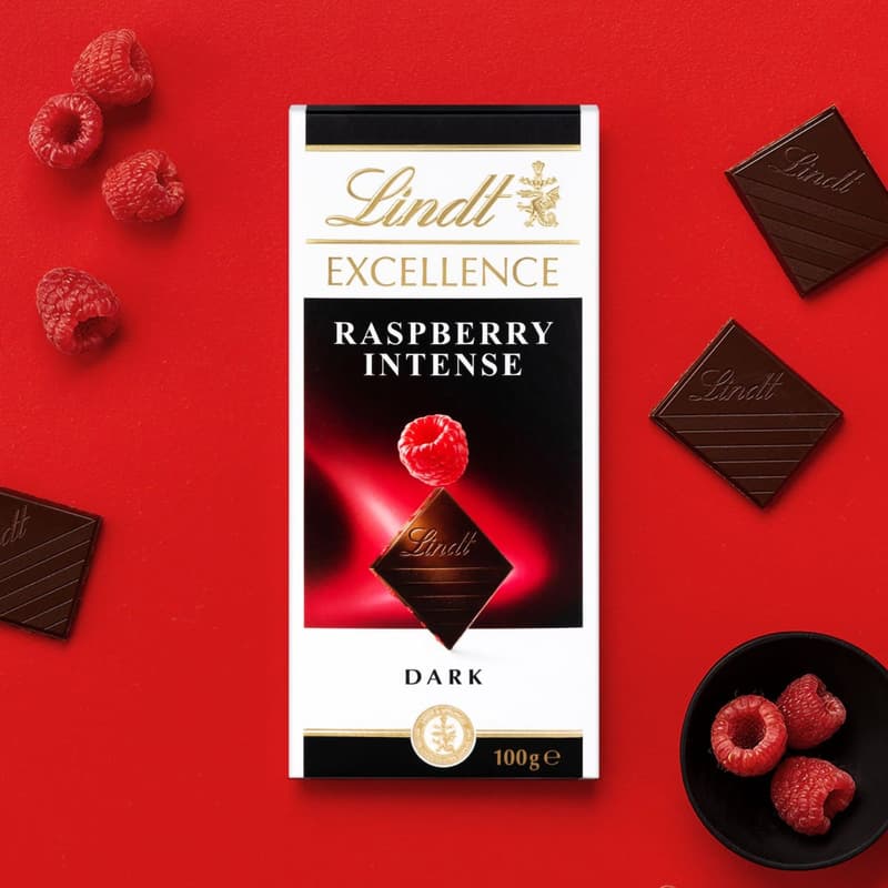 Lindt Čokoláda EXCELLENCE Hořká s kousky malin