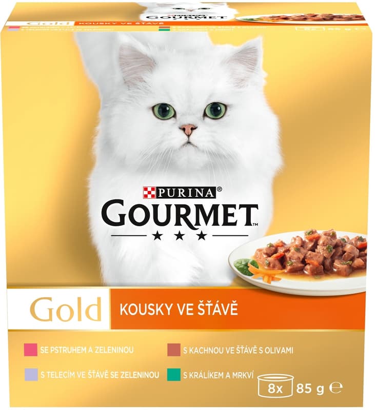 Gourmet Gold Multipack pockets for cats with pieces in juice with vegetables, 8x85g