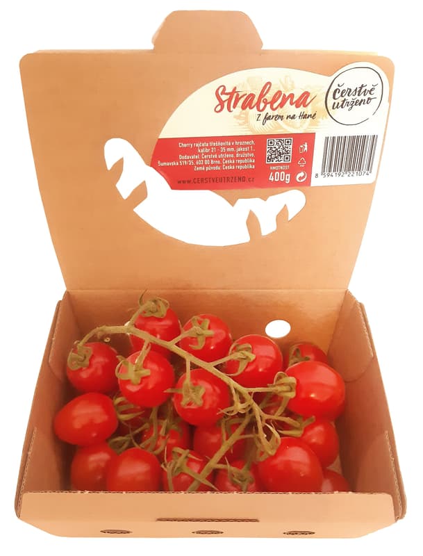 Freshly picked - Heart-shaped sweet cherry tomatoes on a twig variety Strabena