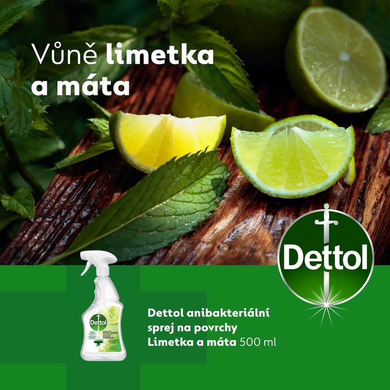 Dettol Antibakteriální sprej na povrchy limetka a máta