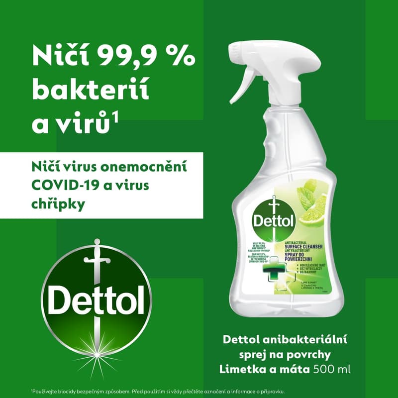 Dettol Antibakteriální sprej na povrchy limetka a máta