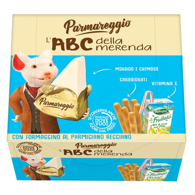 Parmareggio L'ABC Snack Processed cheese, bread sticks and fruit drink