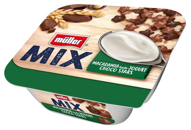 Müller Mix Jogurt macadamie s čokoládovými hvězdičkami