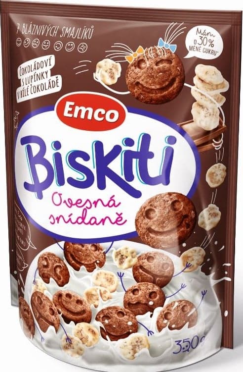 Emco Biskiti Čokoládoví s bílými čokolupínky
