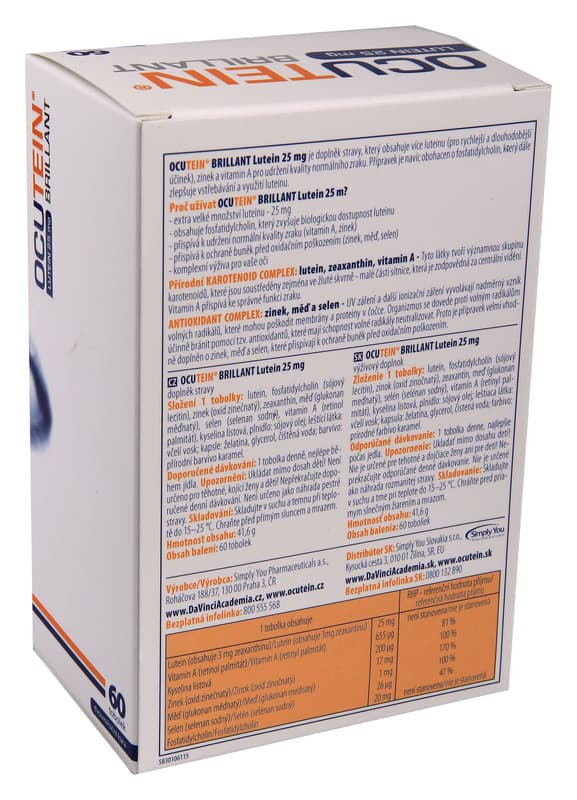 Ocutein Brillant Lutein 25mgDaVinci 60tob.+kapky