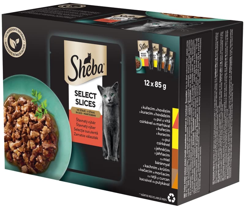 Sheba Kapsičky smíšený výběr ve šťávě pro dospělé kočky 12×85 g