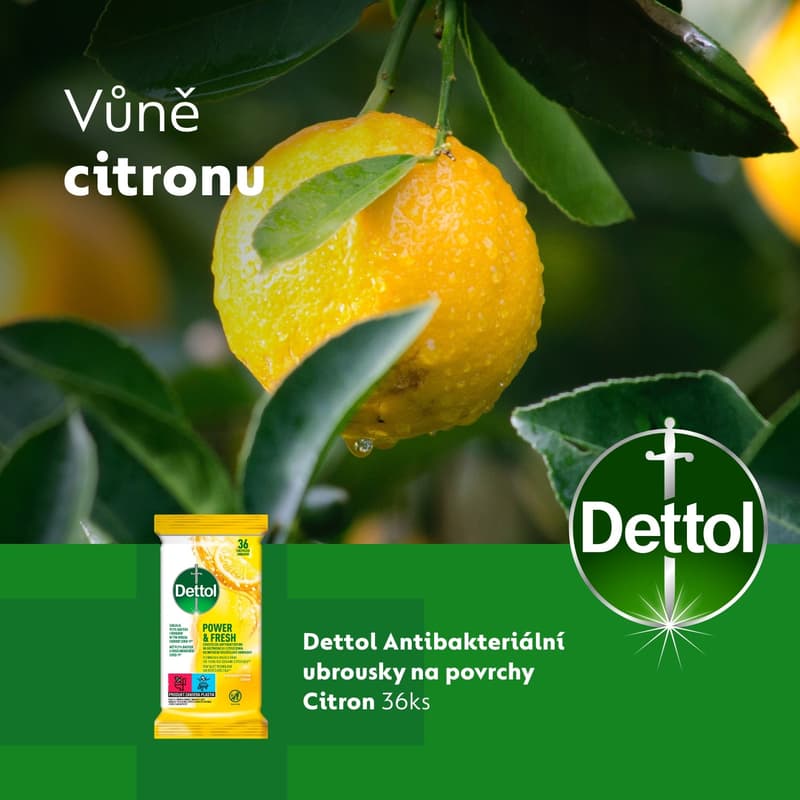 Dettol Antibakteriální ubrousky na povrchy citron a limeta