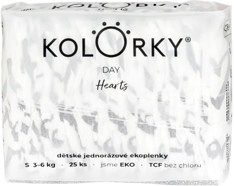Kolorky EKO Jednorázové plenky day S srdce (3–6 kg) 25 ks