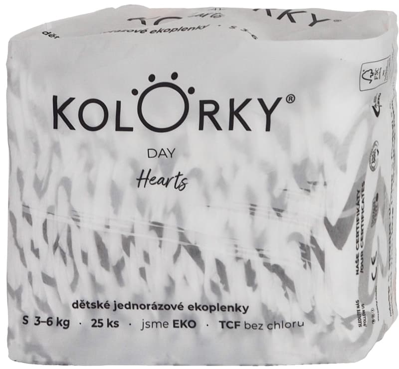 Kolorky EKO Jednorázové plenky day S srdce (3–6 kg) 25 ks