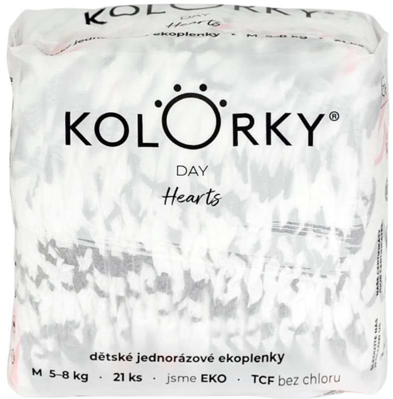 Kolorky EKO Jednorázové plenky day M srdce (5–8 kg) 21 ks