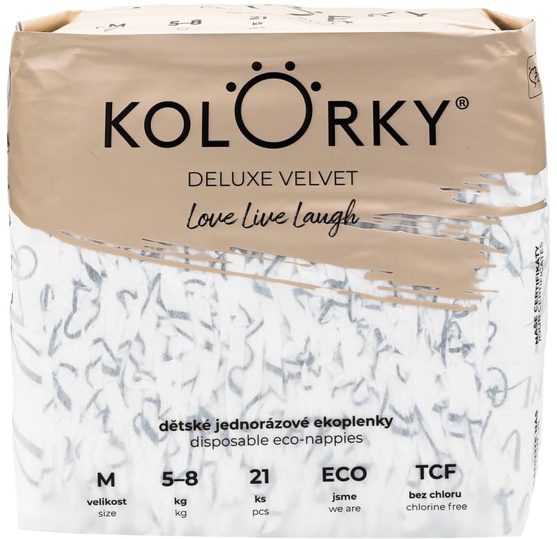 Kolorky EKO Jednorázové plenky se sametovým povrchem deluxe velvet M (5–8 kg) 21 ks