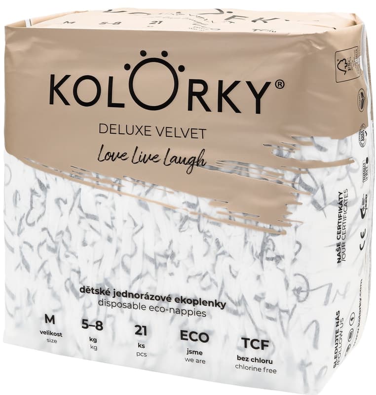 Kolorky EKO Jednorázové plenky se sametovým povrchem deluxe velvet M (5–8 kg) 21 ks