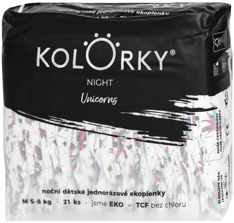 Kolorky EKO Noční jednorázové plenky night M (5–8 kg) 21 ks