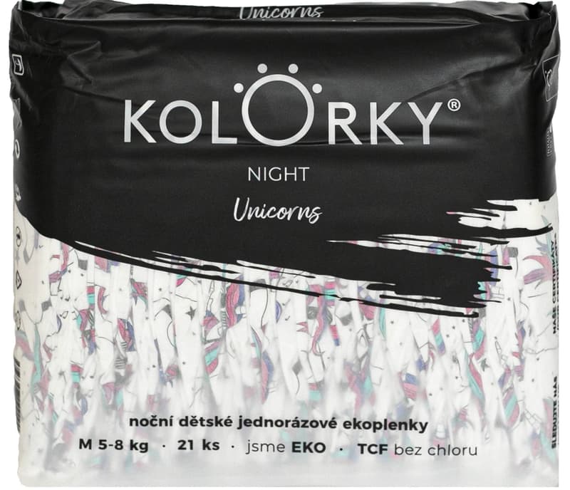 Kolorky EKO Noční jednorázové plenky night M (5–8 kg) 21 ks