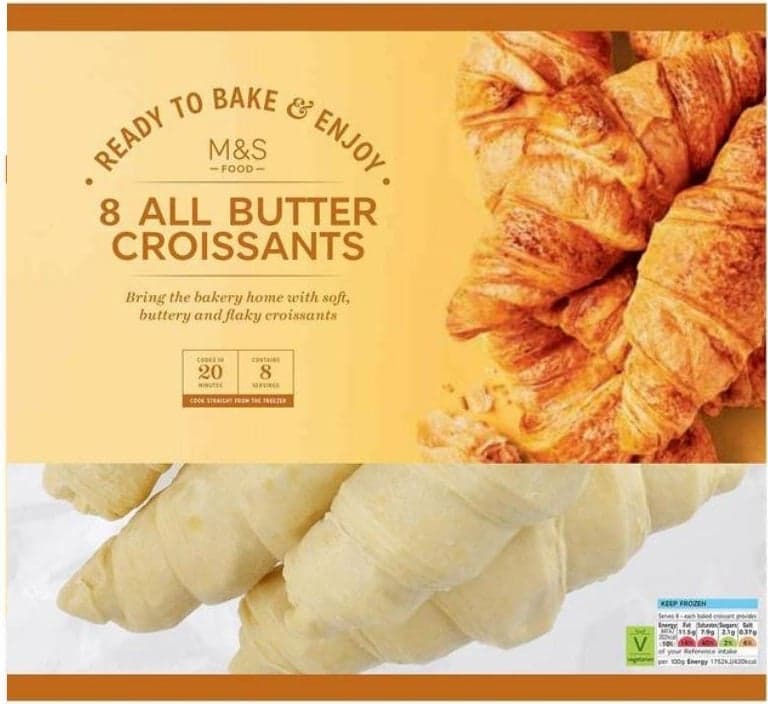 Marks & Spencer French puff pastry croissants for baking (8pcs),'name', 