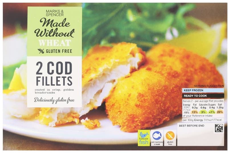 Marks & Spencer Cod fillet in gluten-free breadcrumbs (2pcs)
