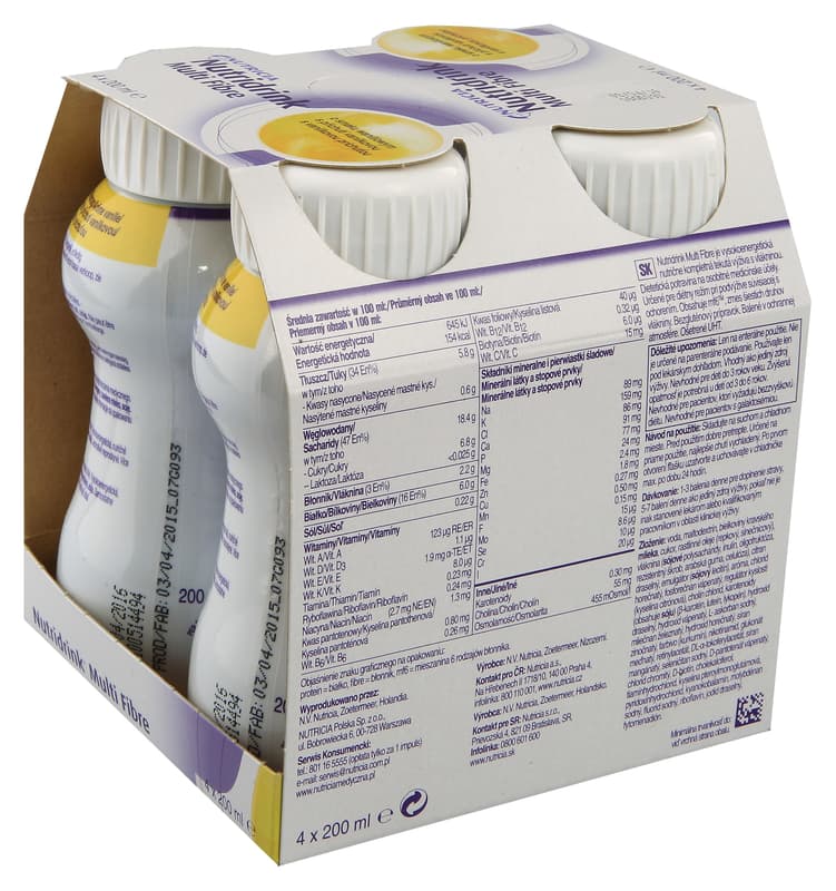 NUTRIDRINK MULTI FIBRE S PŘÍCHUTÍ VANILKOVOU perorální roztok 4X200ML