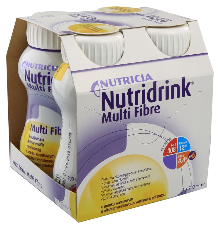NUTRIDRINK MULTI FIBRE S PŘÍCHUTÍ VANILKOVOU perorální roztok 4X200ML