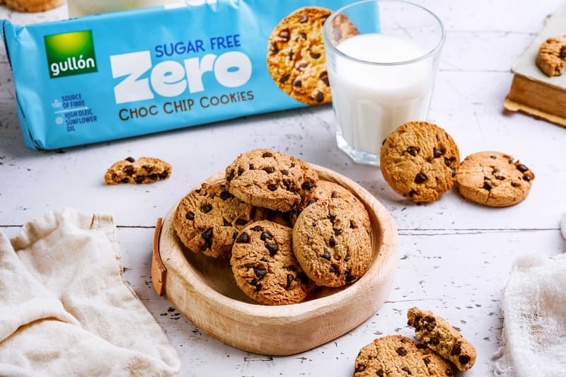 Gullón Choc chip sušenky s kousky čokolády, bez cukru