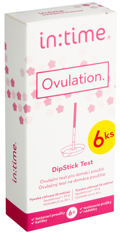 IntiMed Ovulation hLH DipStick ovulační test pro domácí použití s kalíšky